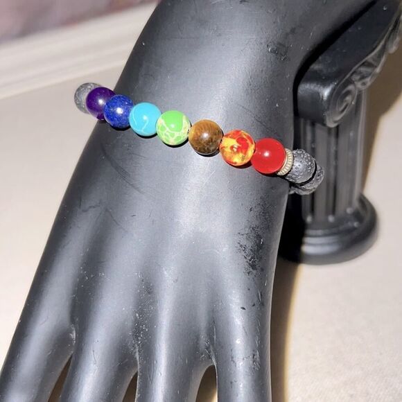 Shakra brighter stone and porous lava rocks braided and adjustable - NWOT - Picture 1 of 3